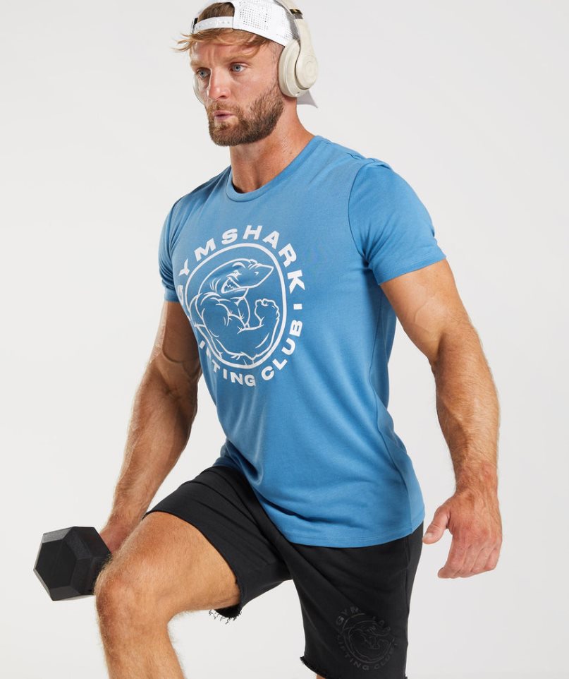 Men's Gymshark Legacy T-Shirts Blue | NZ 2DUEJI